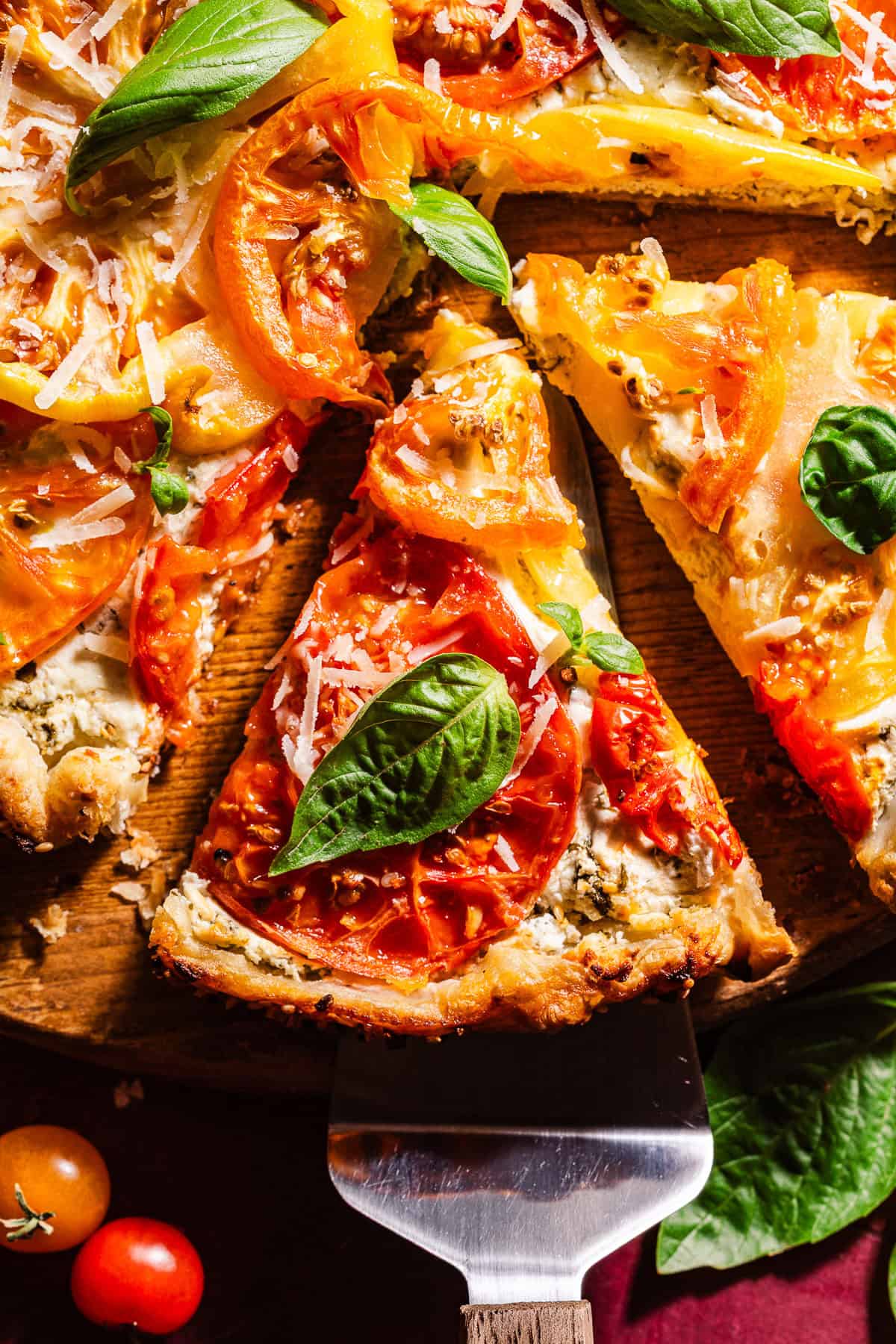 Slice of a tomato galette.